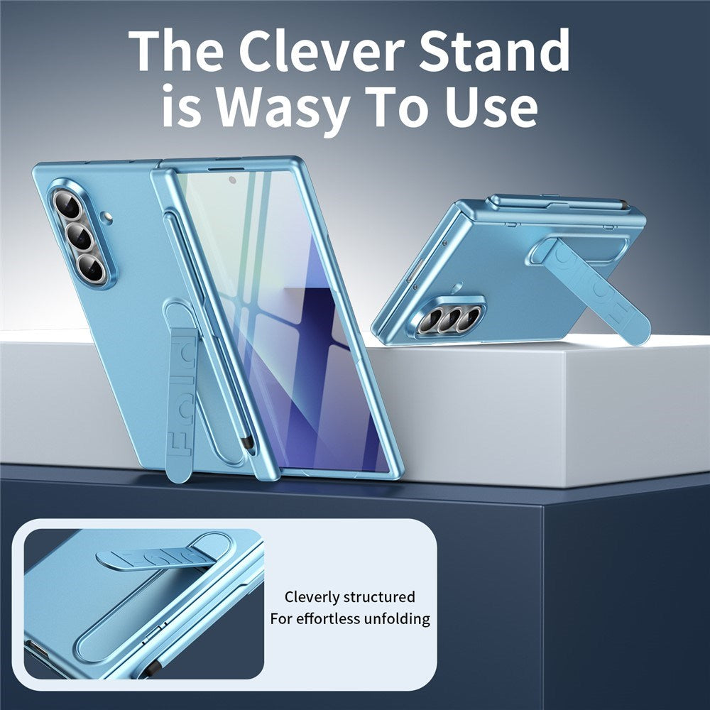 Samsung Galaxy Z Fold8 Hard Plastic Case with Screen Protector & Kickstand - Light Blue