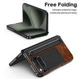 Google Pixel 11 Pro Fold EIDERWOOD Faux Leather Case with Tempered Glass - Brown / Black