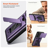 Samsung Galaxy A27 EIDERWOOD Hybrid Tough Case with Card Holder & Cam Slider - Purple