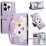 iPhone 16 Pro Flipcase with 3D Cat Ears - Card Holder & Stand Function - Purple