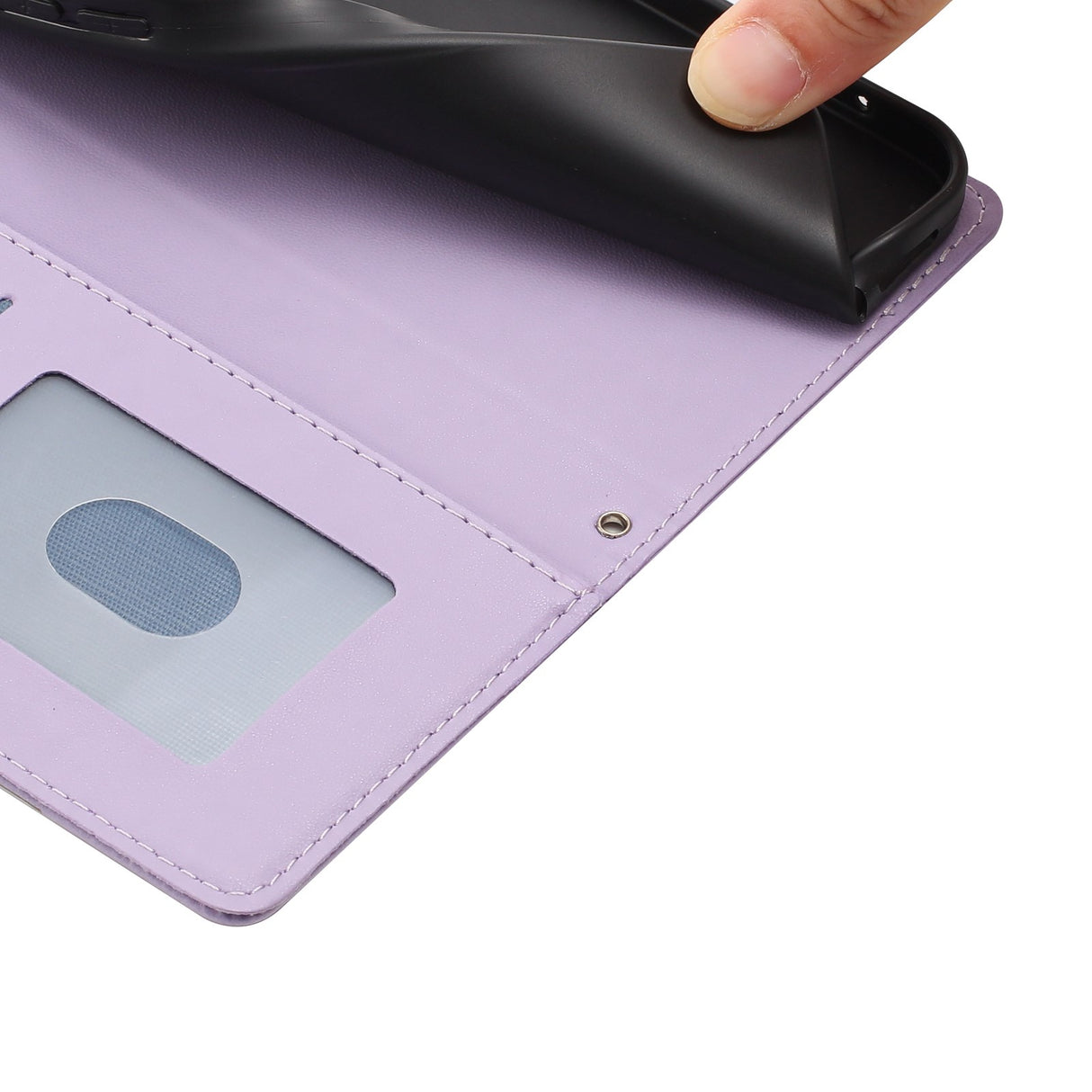 iPhone 16 Flipcase with 3D Cat Ears - Card Holder & Stand Function - Purple