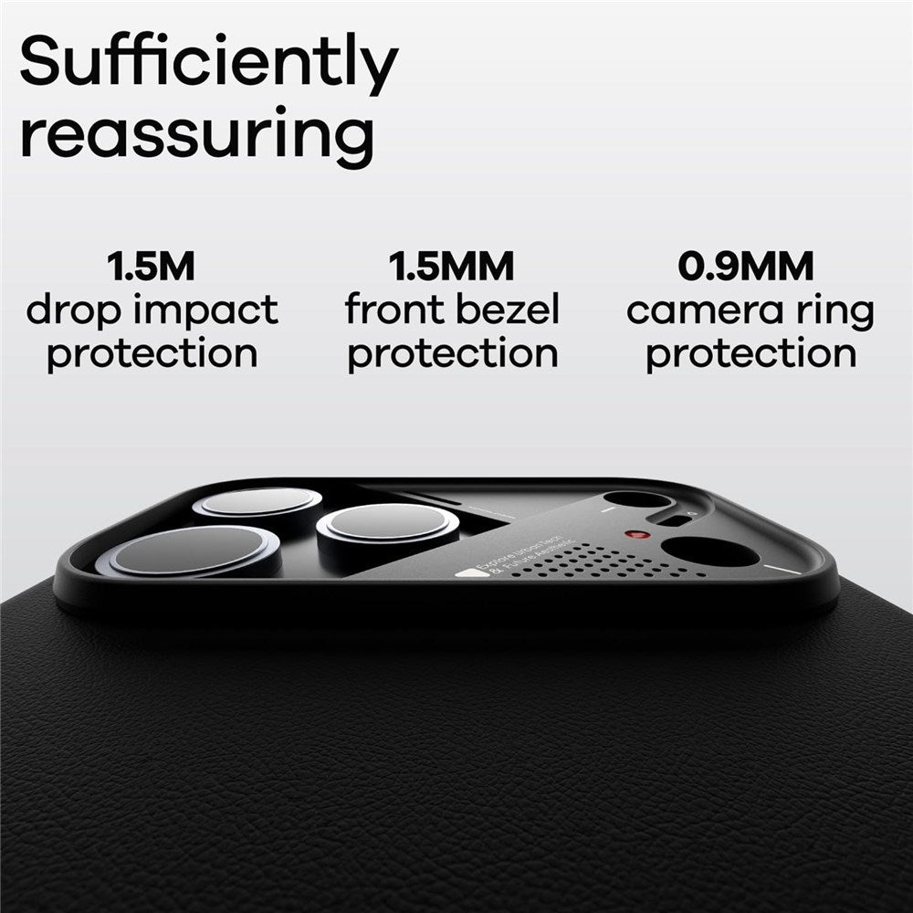 iPhone 17 Pro AULUMU Faux Leather Case - MagSafe Compatible - Black