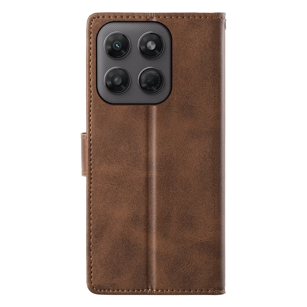 Motorola Moto G47 / G37 EIDERWOOD Leather Flip Cover with Wallet & Strap - Brown