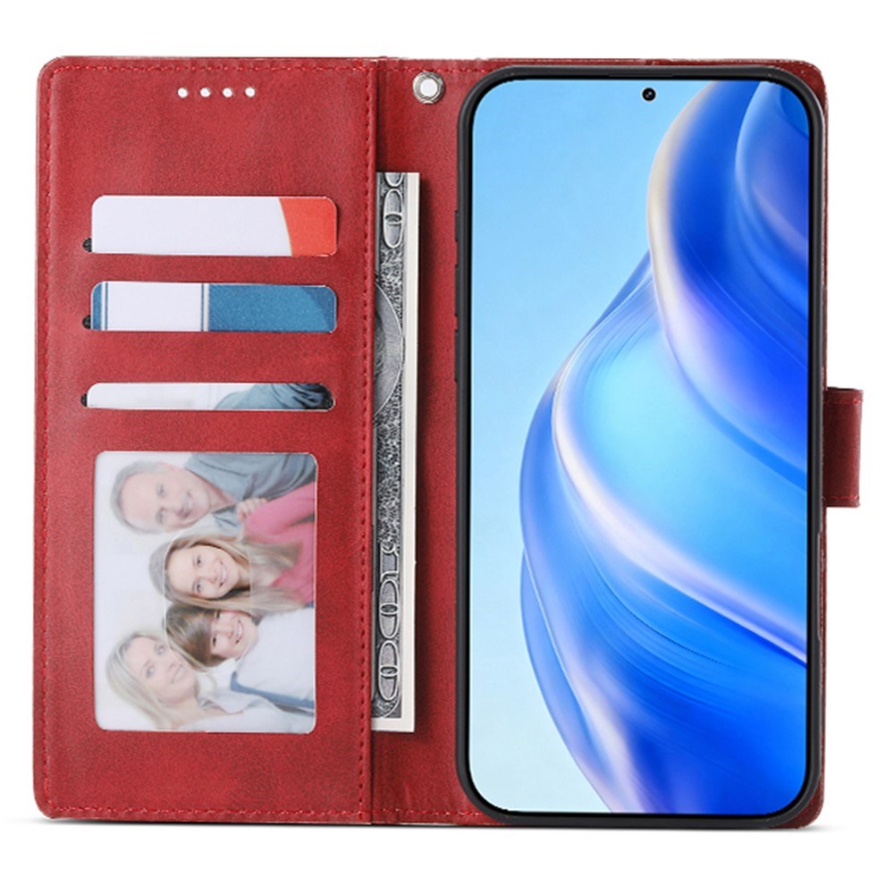 Motorola Moto G47 / G37 EIDERWOOD Leather Flip Cover with Wallet & Strap - Red