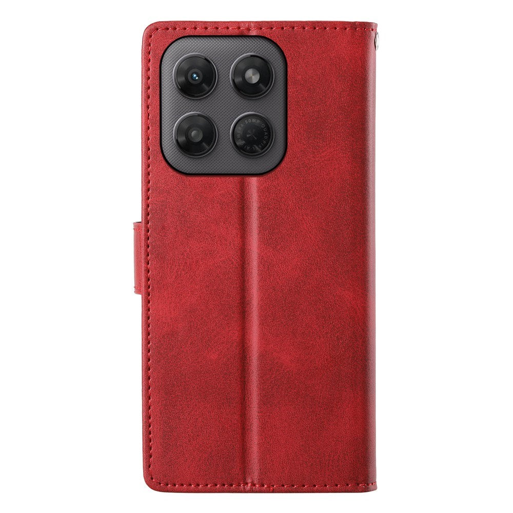 Motorola Moto G47 / G37 EIDERWOOD Leather Flip Cover with Wallet & Strap - Red