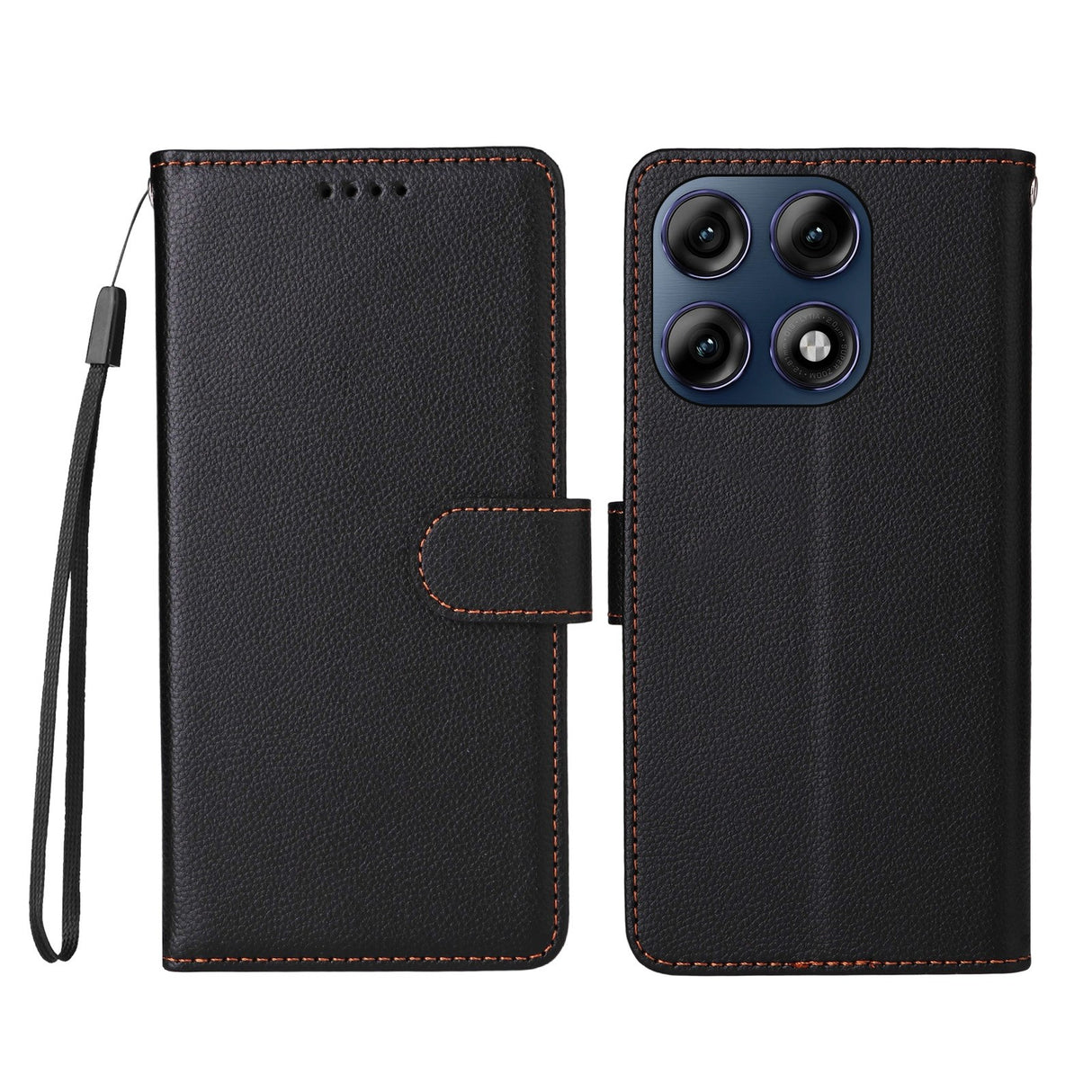 Motorola Edge 70 Pro EIDERWOOD Faux Leather Flip Case with Strap - Black