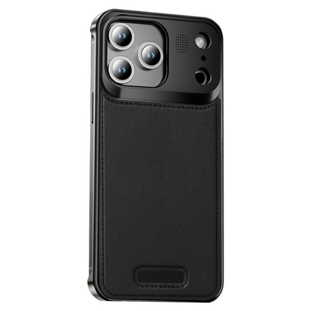 iPhone 17 Pro EIDERWOOD Stylish Metal Case with Faux Leather - Black