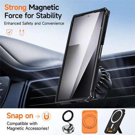 Samsung Galaxy Z Fold8 Ultra / Fold7 EIDERWOOD Tough Case with Built-in Kickstand - MagSafe Compatible - Black / Grey