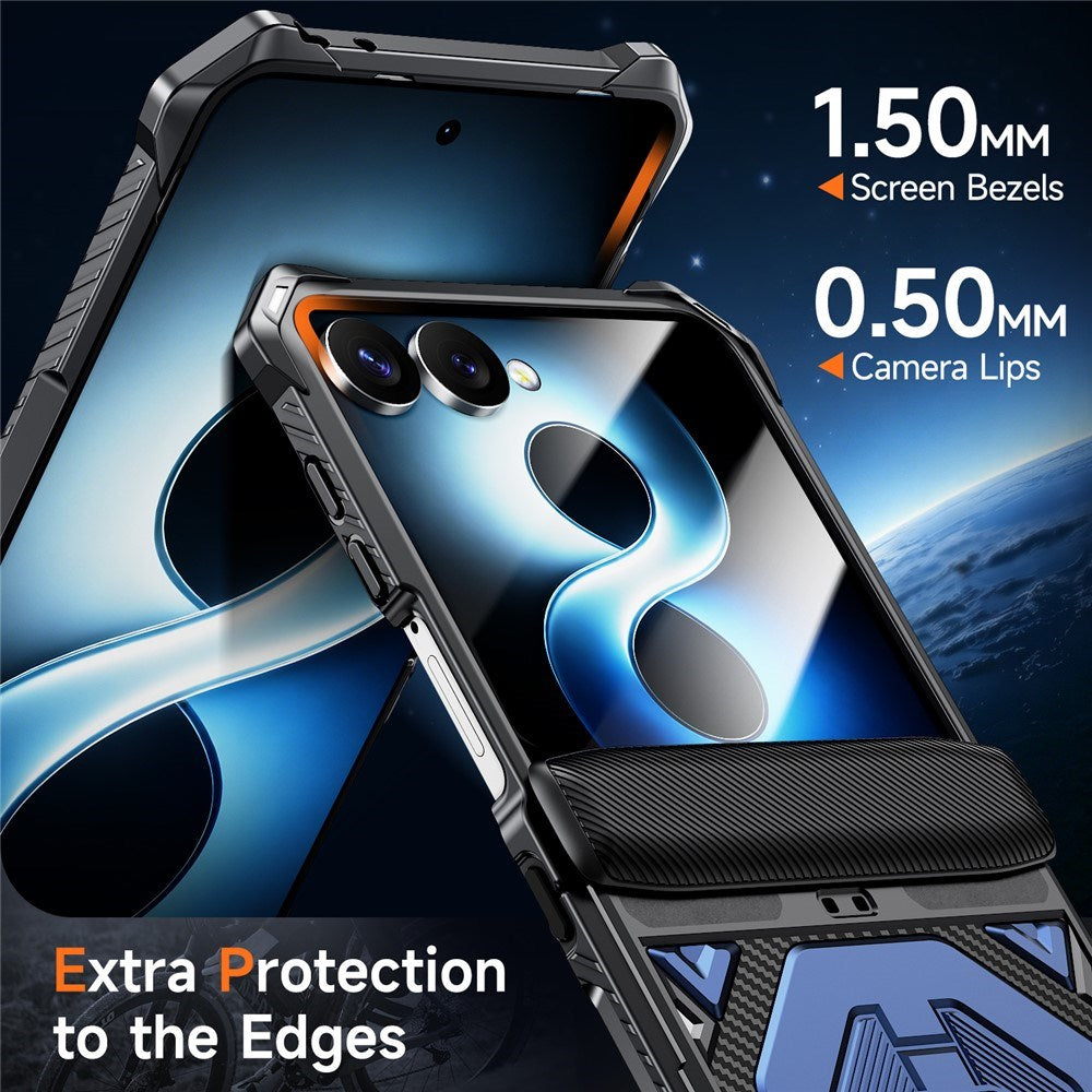 Samsung Galaxy Z Flip8 / Flip7 EIDERWOOD Tough Case with Built-in Kickstand - MagSafe Compatible - Black / Blue