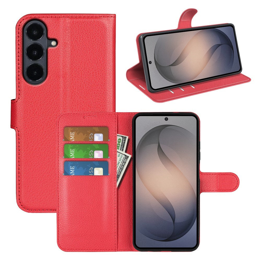 Samsung Galaxy S26 FE EIDERWOOD Flip Case with Card Holder & Stand Function - Red