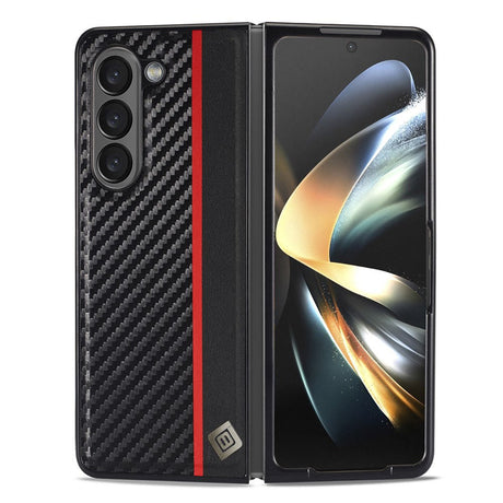 Samsung Galaxy Z Fold8 Ultra LC.IMEEKE Faux Leather Case with Carbon Fiber - Black