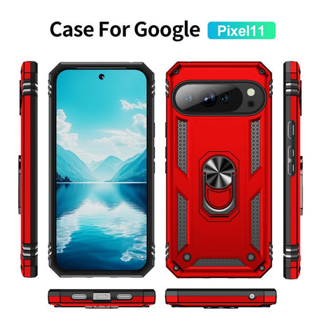 Google Pixel 11 / 11 Pro EIDERWOOD Tough Case with 360 Rotatable Kickstand - Red