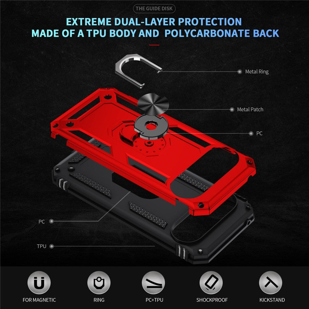 Google Pixel 11 / 11 Pro EIDERWOOD Tough Case with 360 Rotatable Kickstand - Red