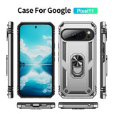 Google Pixel 11 / 11 Pro EIDERWOOD Tough Case with 360 Rotatable Kickstand - Silver
