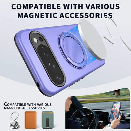 Google Pixel 11 / 11 Pro EIDERWOOD Hybrid Plastic Case with Rotating Kickstand - MagSafe Compatible - Purple