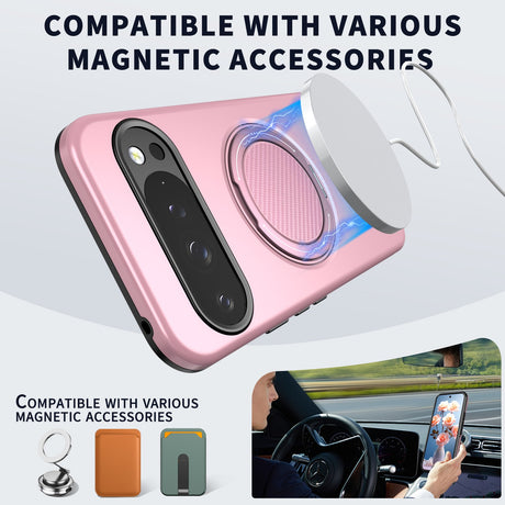 Google Pixel 11 / 11 Pro EIDERWOOD Hybrid Plastic Case with Rotating Kickstand - MagSafe Compatible - Pink