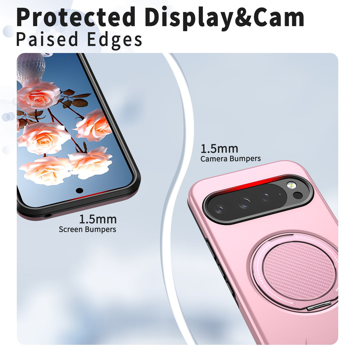 Google Pixel 11 / 11 Pro EIDERWOOD Hybrid Plastic Case with Rotating Kickstand - MagSafe Compatible - Pink