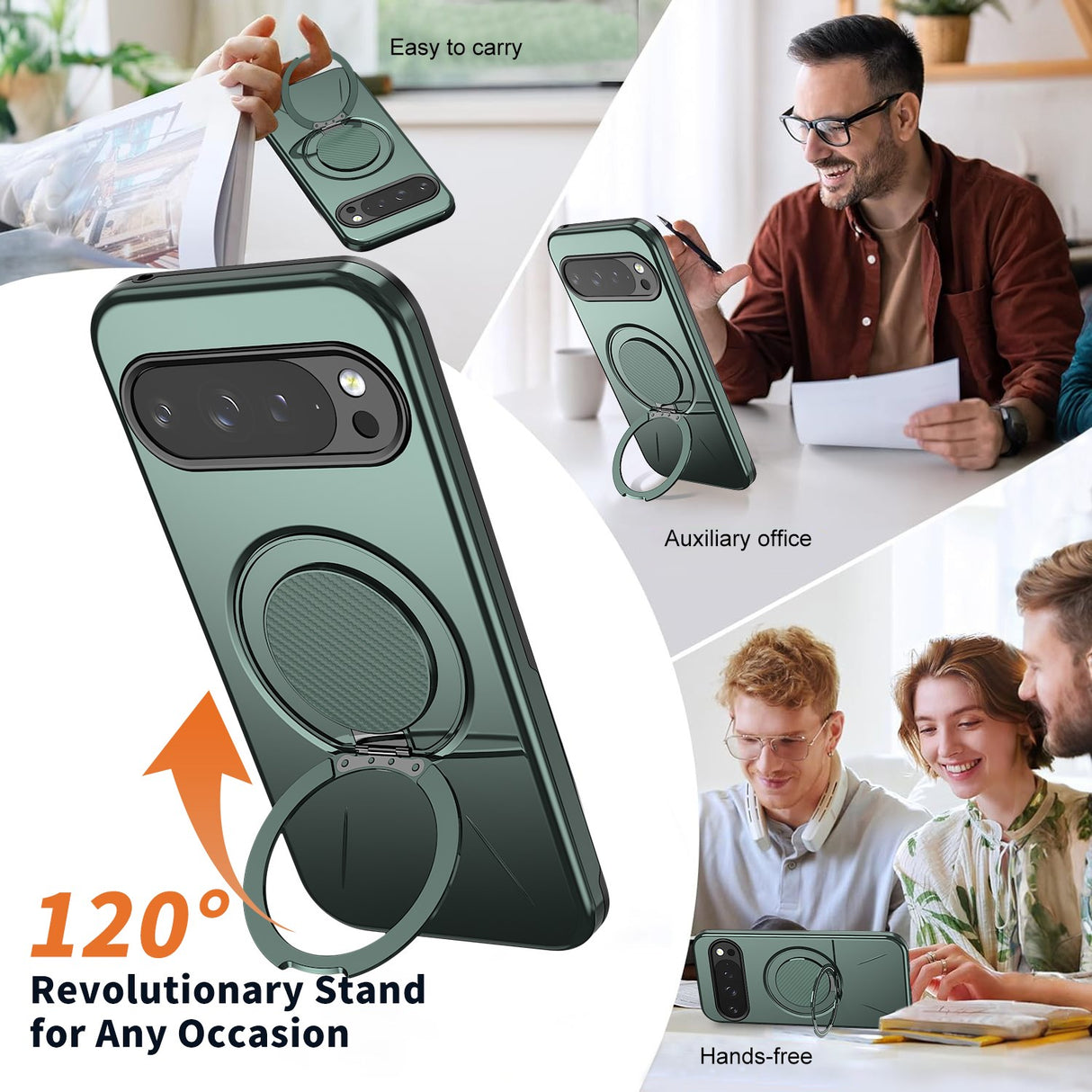 Google Pixel 11 / 11 Pro EIDERWOOD Hybrid Plastic Case with Rotating Kickstand - MagSafe Compatible - Green