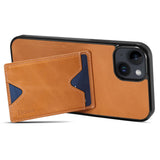 iPhone 14 Case with Card Holder & Stand Function - Brown