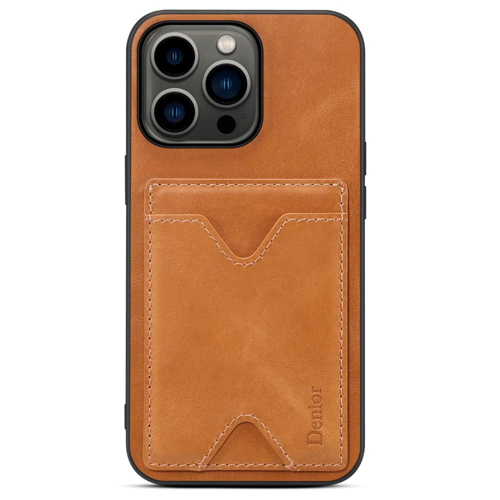 iPhone 14 Pro Case with Card Holder & Stand Function - Brown