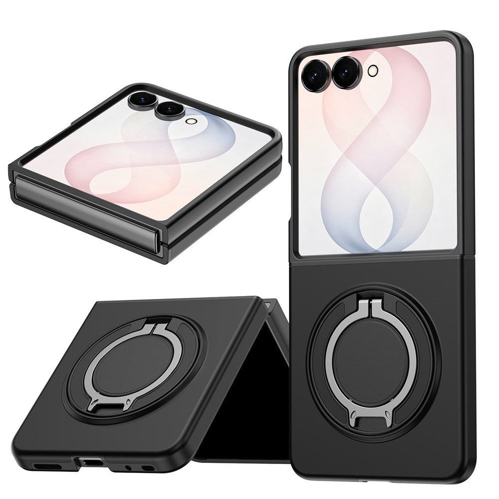 Samsung Galaxy Z Flip8 EIDERWOOD Hybrid Case with 360° Rotatable Kickstand - Black