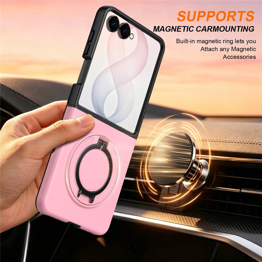 Samsung Galaxy Z Flip8 EIDERWOOD Hybrid Case with 360° Rotatable Kickstand - Pink