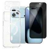 iPhone 18 Pro - 360° Protection set w. Privacy Screen Protection | MagSafe Case | Camera Lens Protection - Transparent / Black