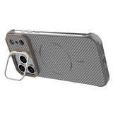 iPhone 18 Pro / 17 Pro EIDERWOOD Carbon Fiber Case w . Kickstand - MagSafe Compatible - Grey