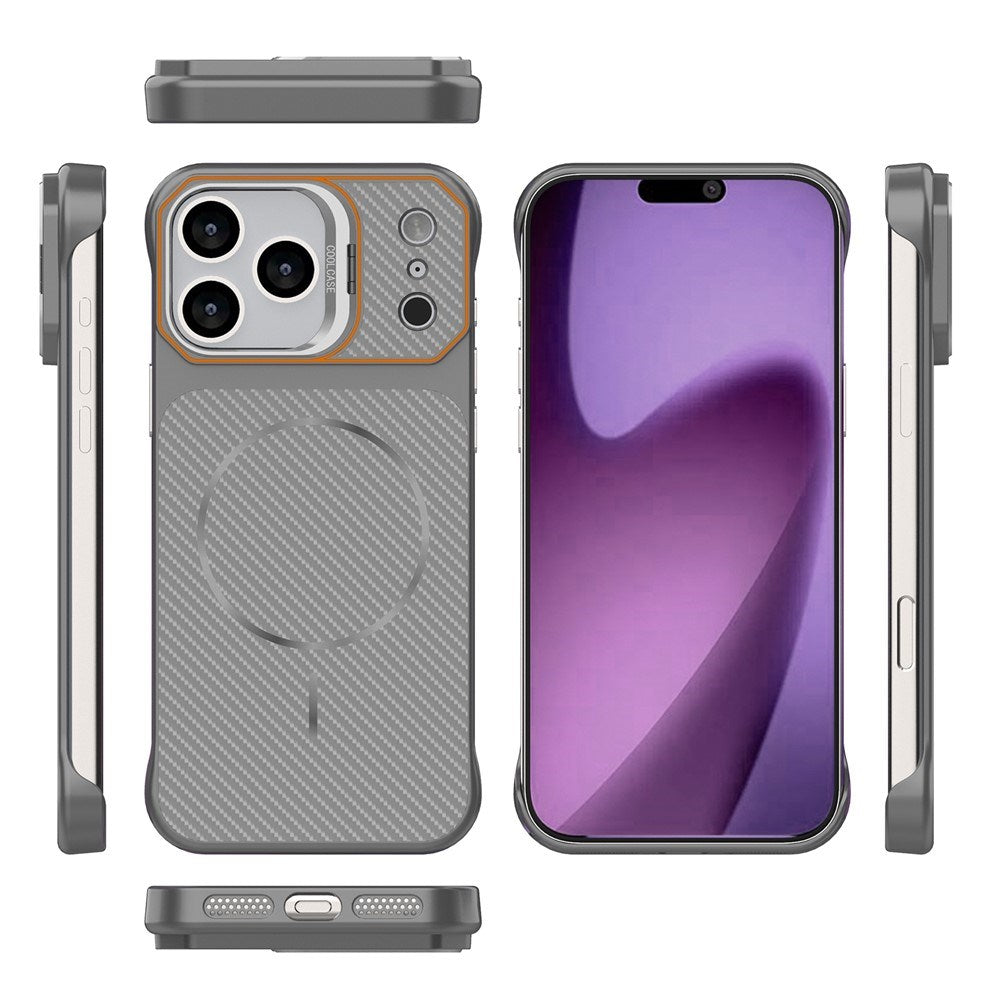 iPhone 18 Pro / 17 Pro EIDERWOOD Carbon Fiber Case w . Kickstand - MagSafe Compatible - Grey