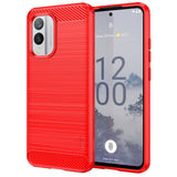 Nokia X30 Mofi Brushed Carbon Fiber Flexible Plastic Case - Red