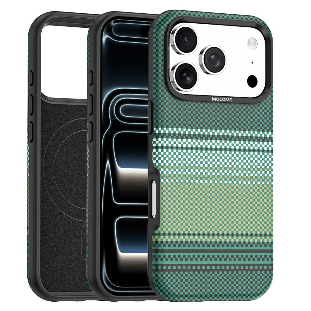 iPhone 18 Pro EIDERWOOD Case with Patterned Faux Leather Back - MagSafe Compatible - Green