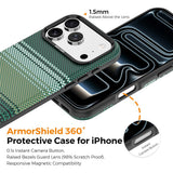 iPhone 18 Pro EIDERWOOD Case with Patterned Faux Leather Back - MagSafe Compatible - Green