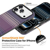iPhone 18 Pro EIDERWOOD Case with Patterned Faux Leather Back - MagSafe Compatible - Purple