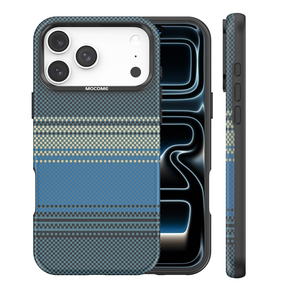 iPhone 18 Pro Max EIDERWOOD Case with Patterned Faux Leather Back - MagSafe Compatible - Blue