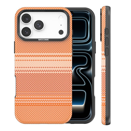 iPhone 18 Pro Max EIDERWOOD Case with Patterned Faux Leather Back - MagSafe Compatible - Orange