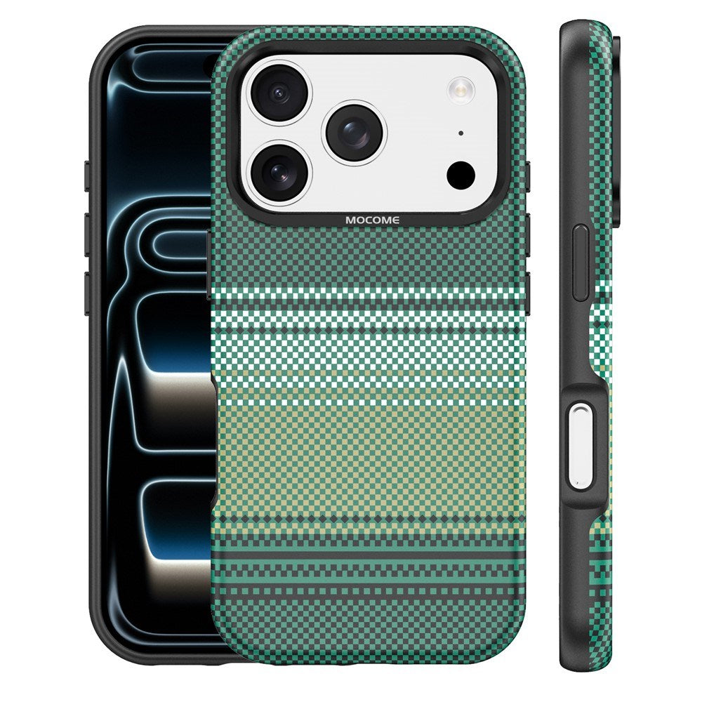 iPhone 18 Pro Max EIDERWOOD Case with Patterned Faux Leather Back - MagSafe Compatible - Green