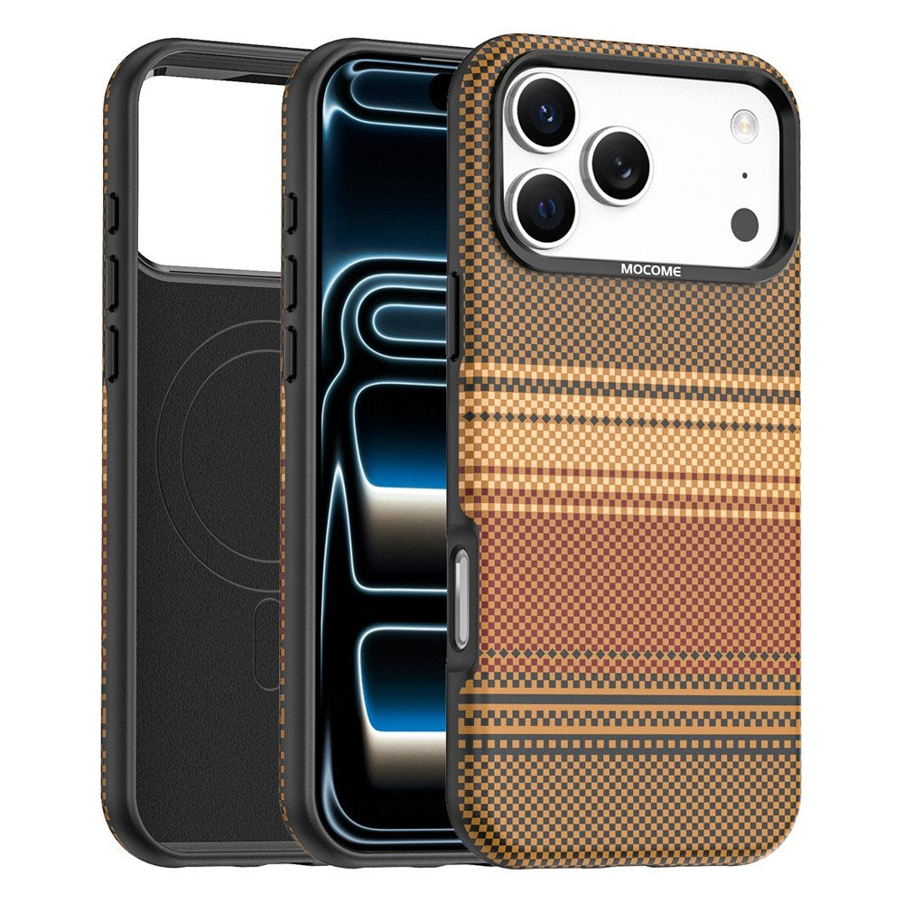 iPhone 18 Pro Max EIDERWOOD Case with Patterned Faux Leather Back - MagSafe Compatible - Brown