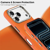 iPhone 18 Pro EIDERWOOD Faux Leather Back Case with Detachable Card Holder - MagSafe Compatible - Orange