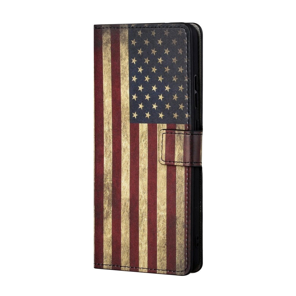 Google Pixel 7A Leather Case w. Wallet & Stand Function - American Flag