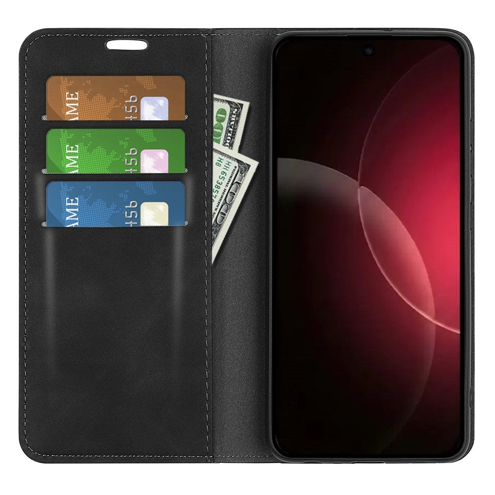 Xiaomi 18 Pro Max EIDERWOOD Artificial Leather Flip Case with Wallet and Stand Function - Black