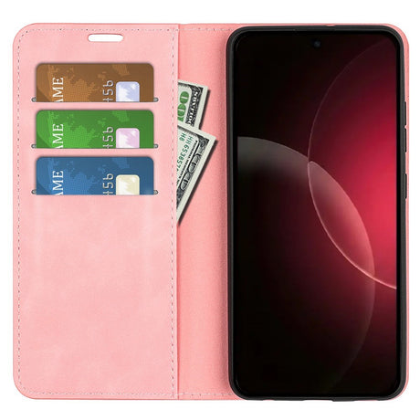 Xiaomi 18 Pro Max EIDERWOOD Artificial Leather Flip Case with Wallet and Stand Function - Pink
