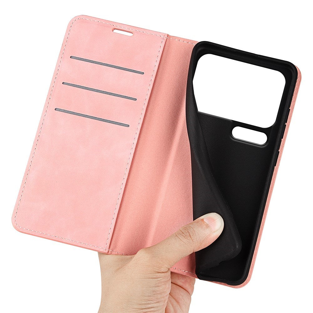 Xiaomi 18 Pro Max EIDERWOOD Artificial Leather Flip Case with Wallet and Stand Function - Pink