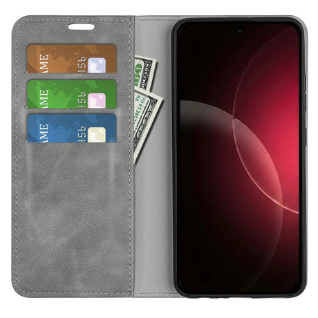 Xiaomi 18 Pro Max EIDERWOOD Artificial Leather Flip Case with Wallet and Stand Function - Grey