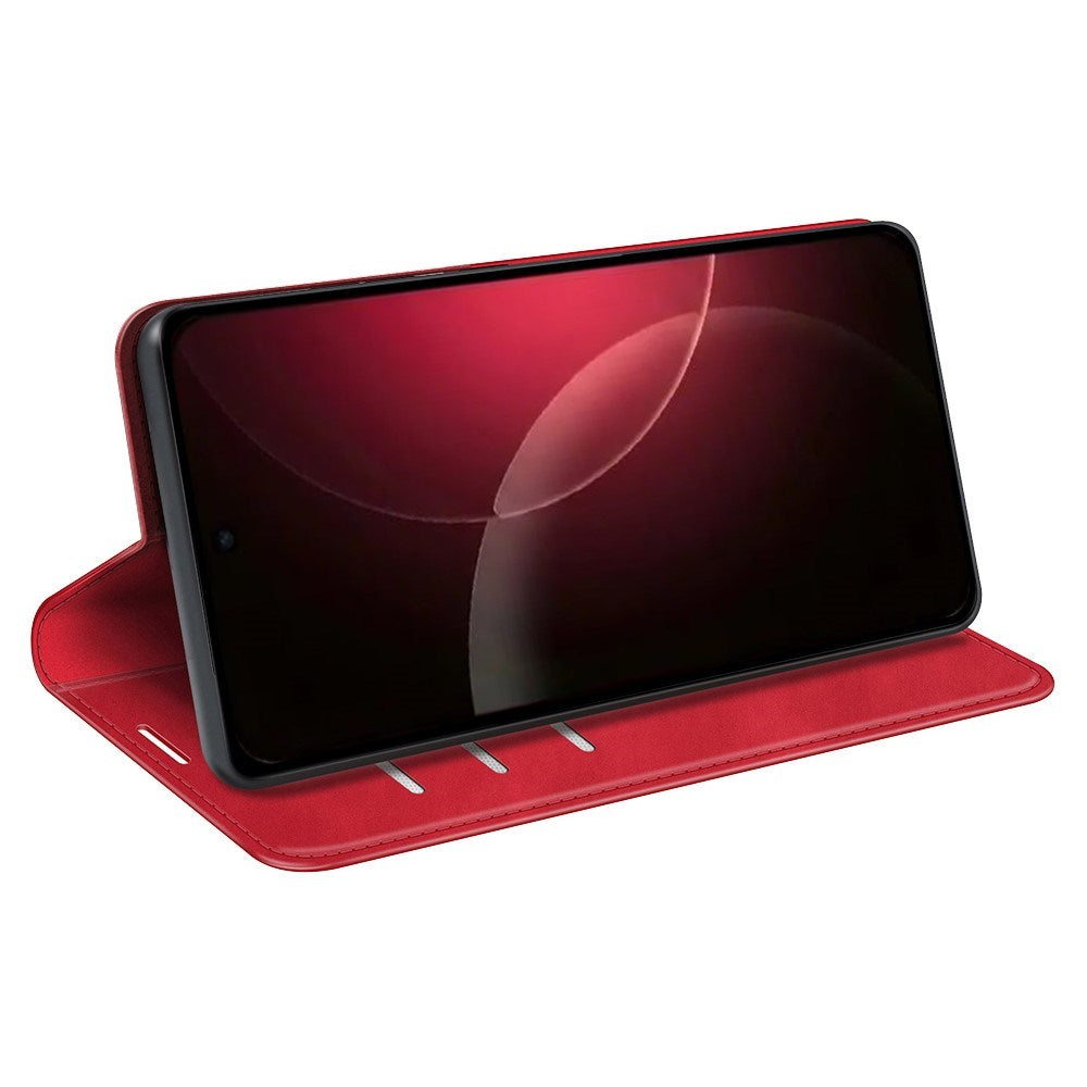 Xiaomi 18 Pro Max EIDERWOOD Artificial Leather Flip Case with Wallet and Stand Function - Red