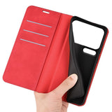 Xiaomi 18 Pro Max EIDERWOOD Artificial Leather Flip Case with Wallet and Stand Function - Red