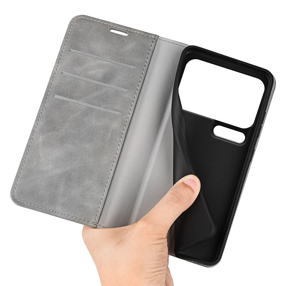 Xiaomi 18 Pro EIDERWOOD Artificial Leather Flip Case with Wallet and Stand Function - Grey