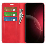 Xiaomi 18 Pro EIDERWOOD Artificial Leather Flip Case with Wallet and Stand Function - Red