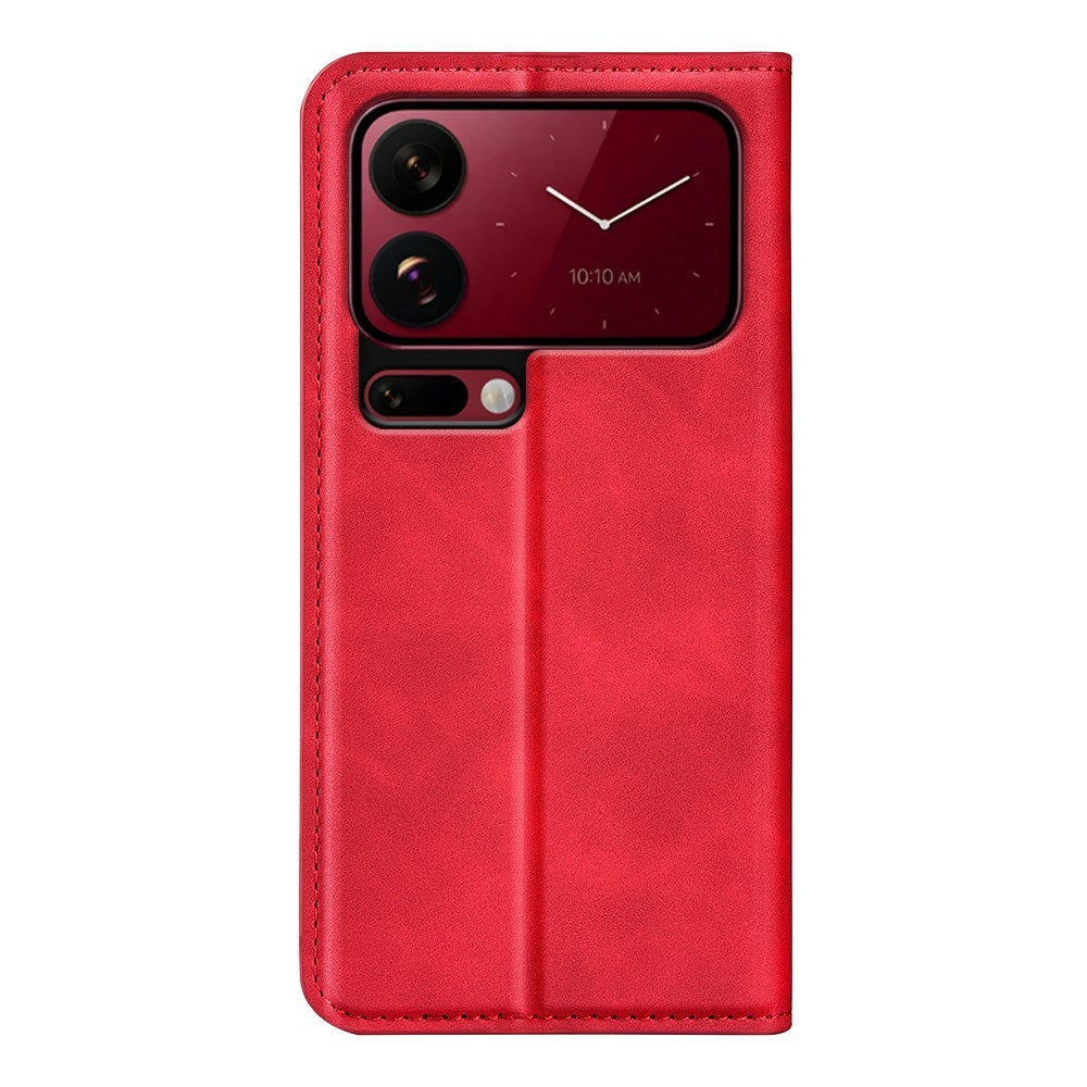 Xiaomi 18 Pro EIDERWOOD Artificial Leather Flip Case with Wallet and Stand Function - Red