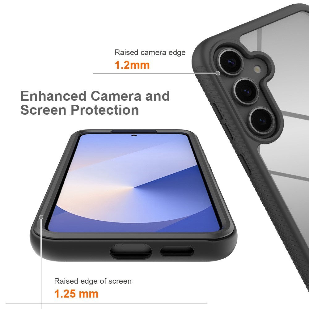 Samsung Galaxy S26 FE / S25 FE EIDERWOOD Hybrid Case with Built-in Screen Protector - Transparent / Black