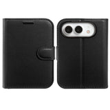 iPhone Fold EIDERWOOD Faux Leather Flip Case w. Card Holder & Stand Function - Black